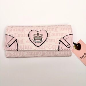 Juicy Couture Her Majesty single gusset flap clutch in chiffon pink